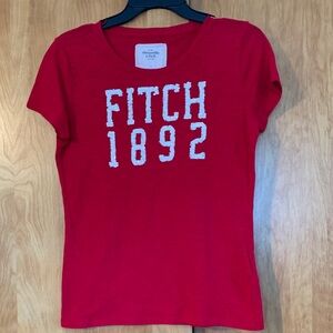 NWOT Abercrombie & Fitch Redhot Y2K T white sequin Graphic 'FITCH 1892' size S